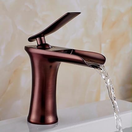 Ssby Modern Minimalist Copper Brown Bathroom Faucet Cold And Hot
