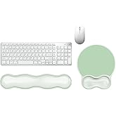 Wrist Rest for Keyboard- Ergonomic Gel Keyboard Wrist Rest and Mouse Pad Set, Non-Slip PU Base for Office, Laptop & Gaming - Green