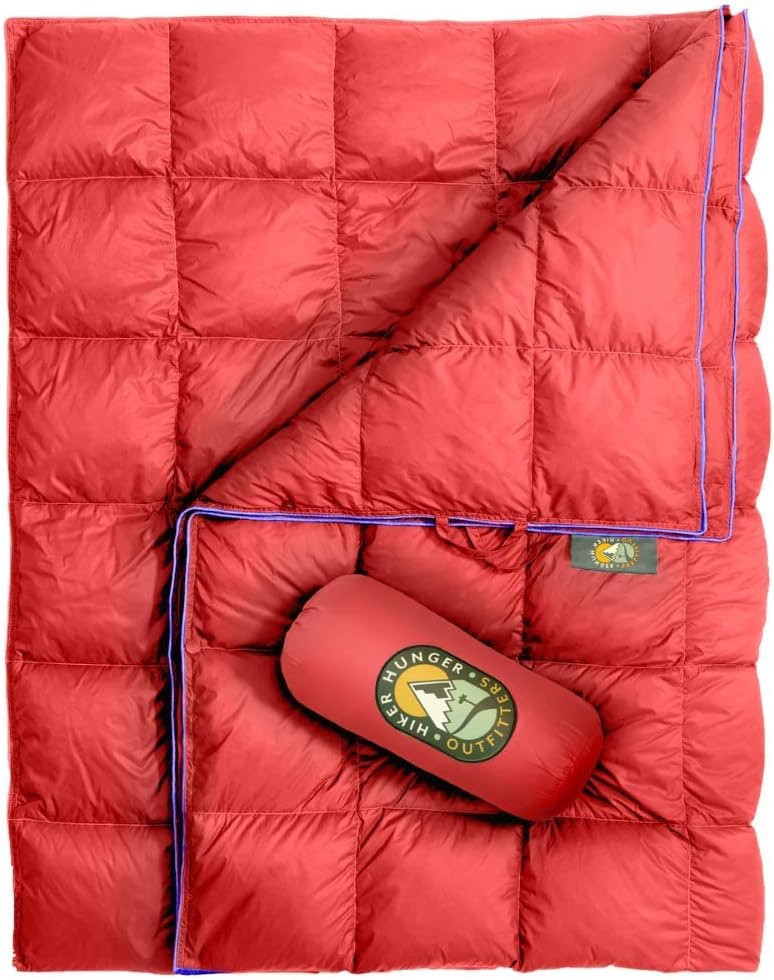 Hiker Hunger Outfitters | Extra Large Double Insulated Outdoor Camping Blanket | Easy to Pack, Waterproof, Durable, Lightweight & Warm | Best for Hiking, Backpacking, Stadium Events, Picnic Use | RED: Kitchen & Dining