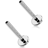 MS CUTE G23 Titanium Flat Back Post (Post Only), Threadless Push Pin &amp; Internally Threaded, 16G/18G/20G, 4.5-14mm, Silver/Gold/Black, Round/Heart/Star/Flower Base for Nose, Helix, Tragus