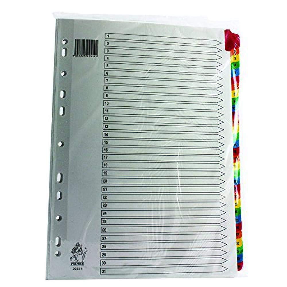 Multicoloured A4 1-31 Mylar Index WX01522