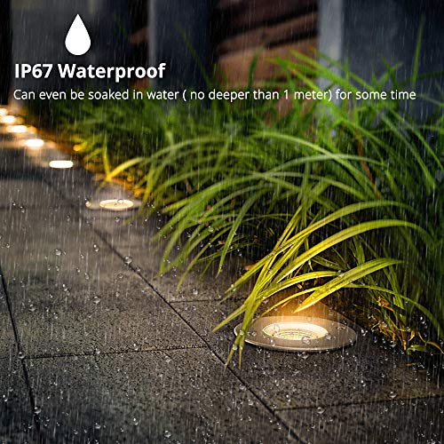 Low Voltage Landscape Lights, ALOVECO 12V-24V in Ground Well Lights 3W COB IP67 Waterproof LED Landscape Lighting for Indoor Outdoor Step Deck Yard Garden Patio, Warm White (4 Pack)