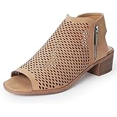 J. Adams Tracy Booties for Women - Peep Toe Low Block Heel Bootie