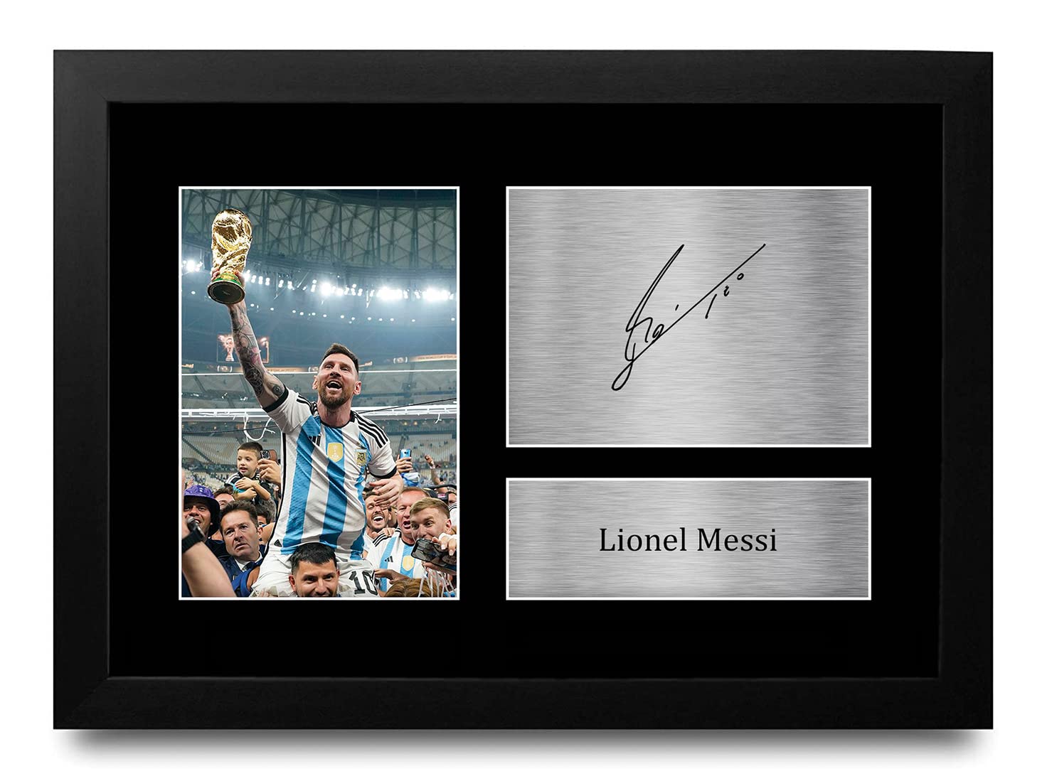 HWC Trading Lionel Messi Gift Signed A4 Printed Framed Autograph Argentina Gifts Photo Display