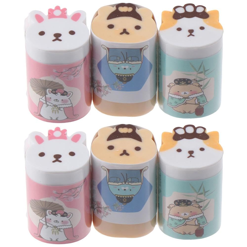 Risedot 6Pcs Animal The Salaryman Eraser, Desk Companion Rubber Eraser, Standard Pencil Erasers