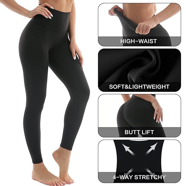 HMUUO 2 PACK LEGGINGS FOR WOMEN CROSS WAIST NO SEE-THROUGH TUMMY CONTROL YOGA PANTS WORKOUT RUNNING LEGGING