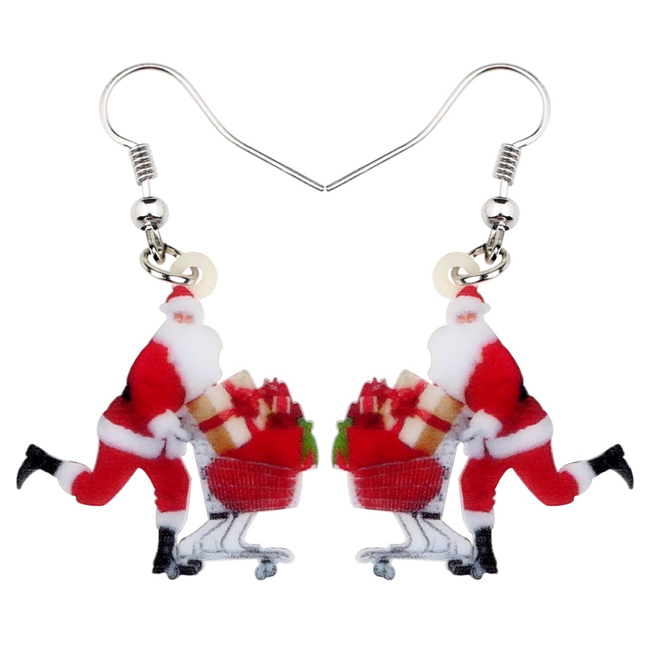 Bonsny Acrylic Drop Dangle Christmas Gifts Santa Claus Garland Earrings Ornaments Decorations Jewelry For Women Accessories (Multicolor)