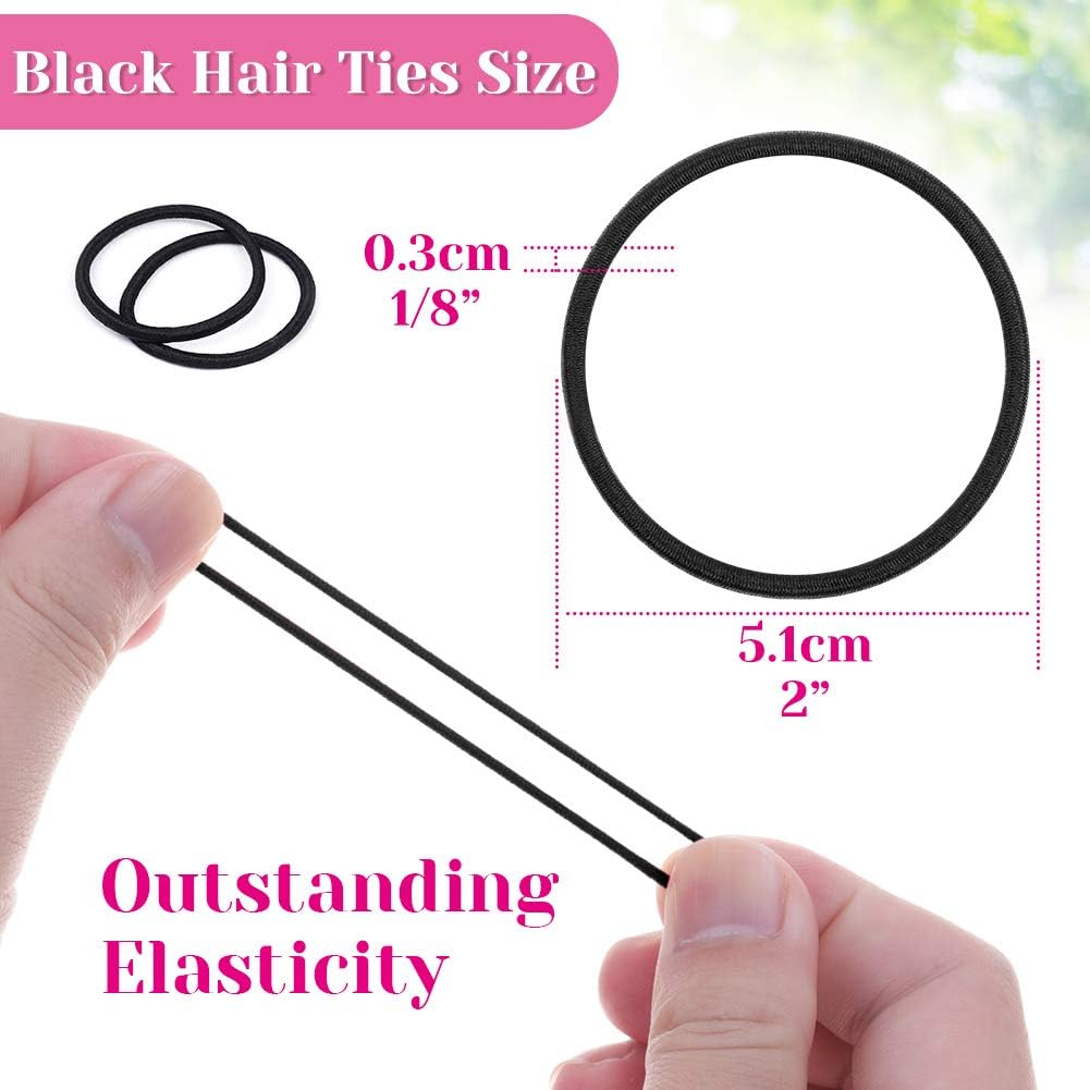 Anezus 250 Pcs 3mm Black Elastics Small Hair Ties Hair Bands Accessories for Girls, 250 count (Pack of 1) - Image 5