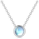 CUOKA MIRACLE Moonstone Necklace for Women 925 Sterling Silver Minimalist Pendant Necklace Jewelry Gifts for Mom Birthday Mother's Day Anniversary Christmas