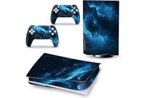 LANGSUN PS5 Skin Stickers Full Body Vinyl Skins Wrap Decals Cover for PS5 Disc Edition Console & Controllers (Blue Clouds)