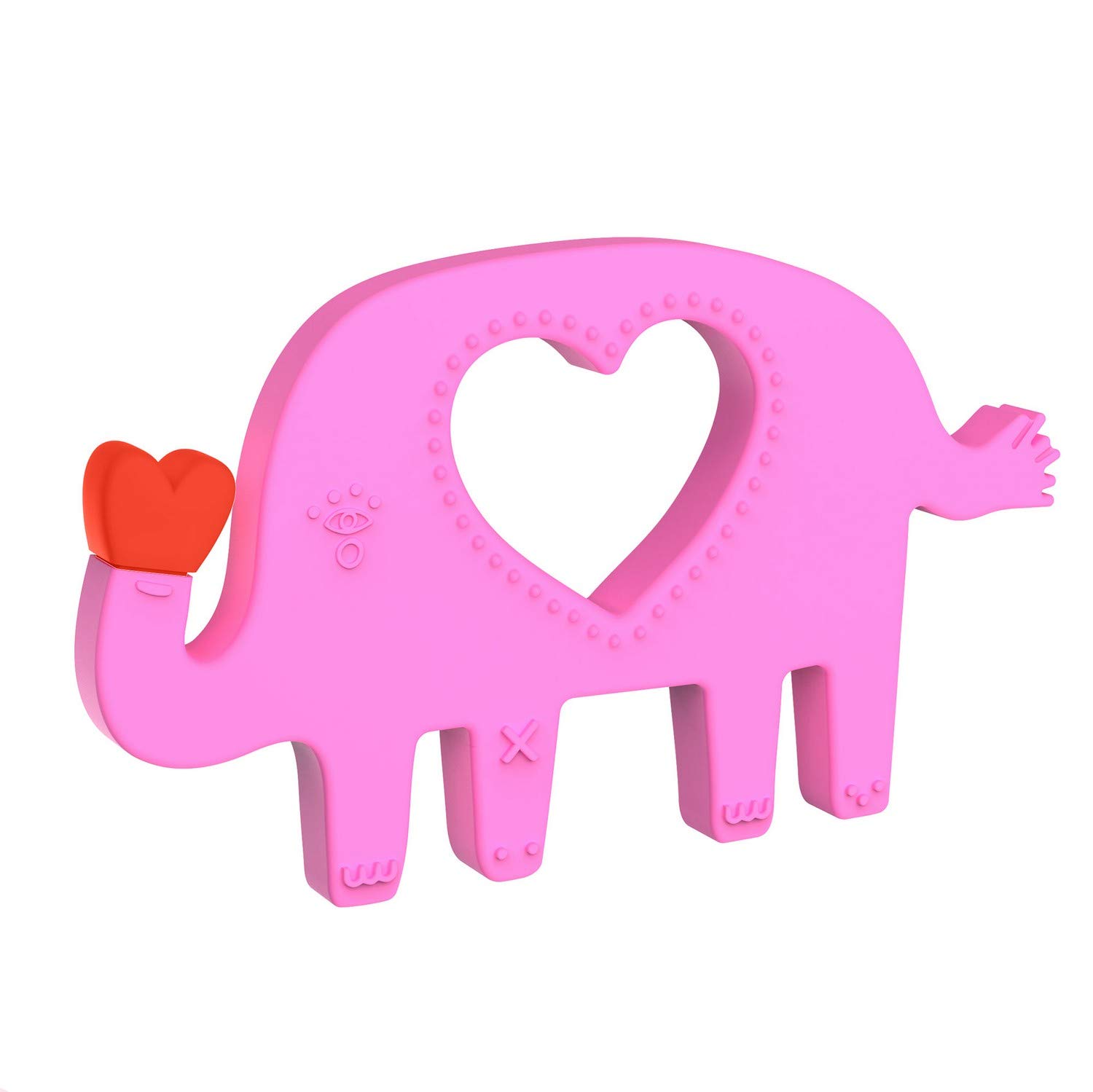 Manhattan Toy Animal Shapes Elephant Silicone Teether, Pink