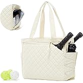 LANBX Pickleball Bag Fits 2 to 6 Paddles, Quilted Pickle ball Tote Bags for Women and Men with Shoe Compartment and Fence Hook, Great Pickleball Gifts