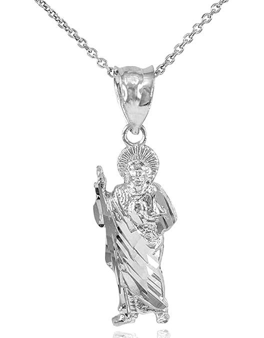 Collar De Plata 925 De San Judas Tadeo - Cadena Largo 18" O 25", Ideal Como Símbolo De Fe Y Esperanza