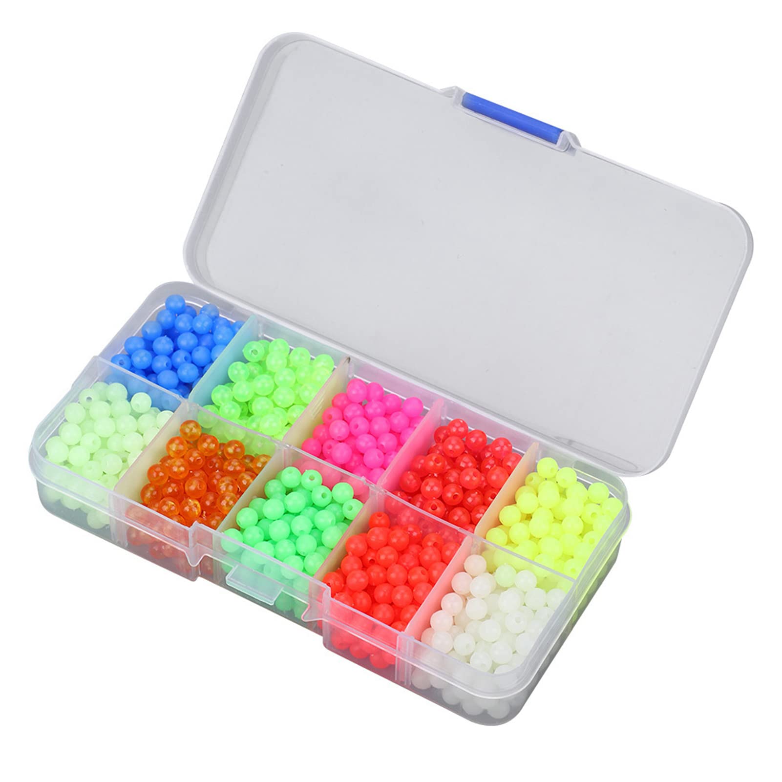 1000pcs Floating Ball Stoppers, Glow Fishing Beads Plastic Round Beads Fishing Tackle Lures Tools Fishing Bead Bait Eggs Kit Fishing Accessory for Outdoor Fishing