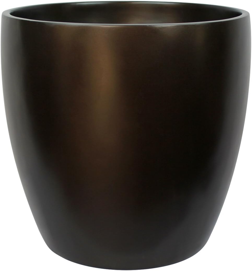 Fiberglass Planter - Santiago Style, Round Planter, Metallic Espresso Color, 5"