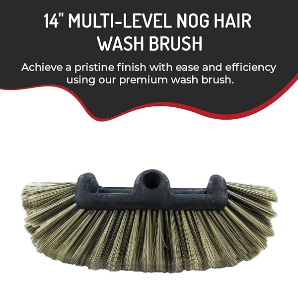 HI-TECH NOGHAIR WASH BRUSH – 14″ MULTI-LEVEL CAR WASH BRUSH TB-14X3CR – SOFT BRISTLES FOR SCRATCH-FREE CLEANING – FOR CARS, TRUCKS & SUVS – FITS THREADED HANDLE