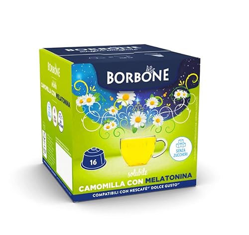 CAFFÈ BORBONEn Chamomile with Melatonin - 64 capsules (4 packs of 16) - Compatible with Nescafè* Dolce Gusto* Coffee Machines