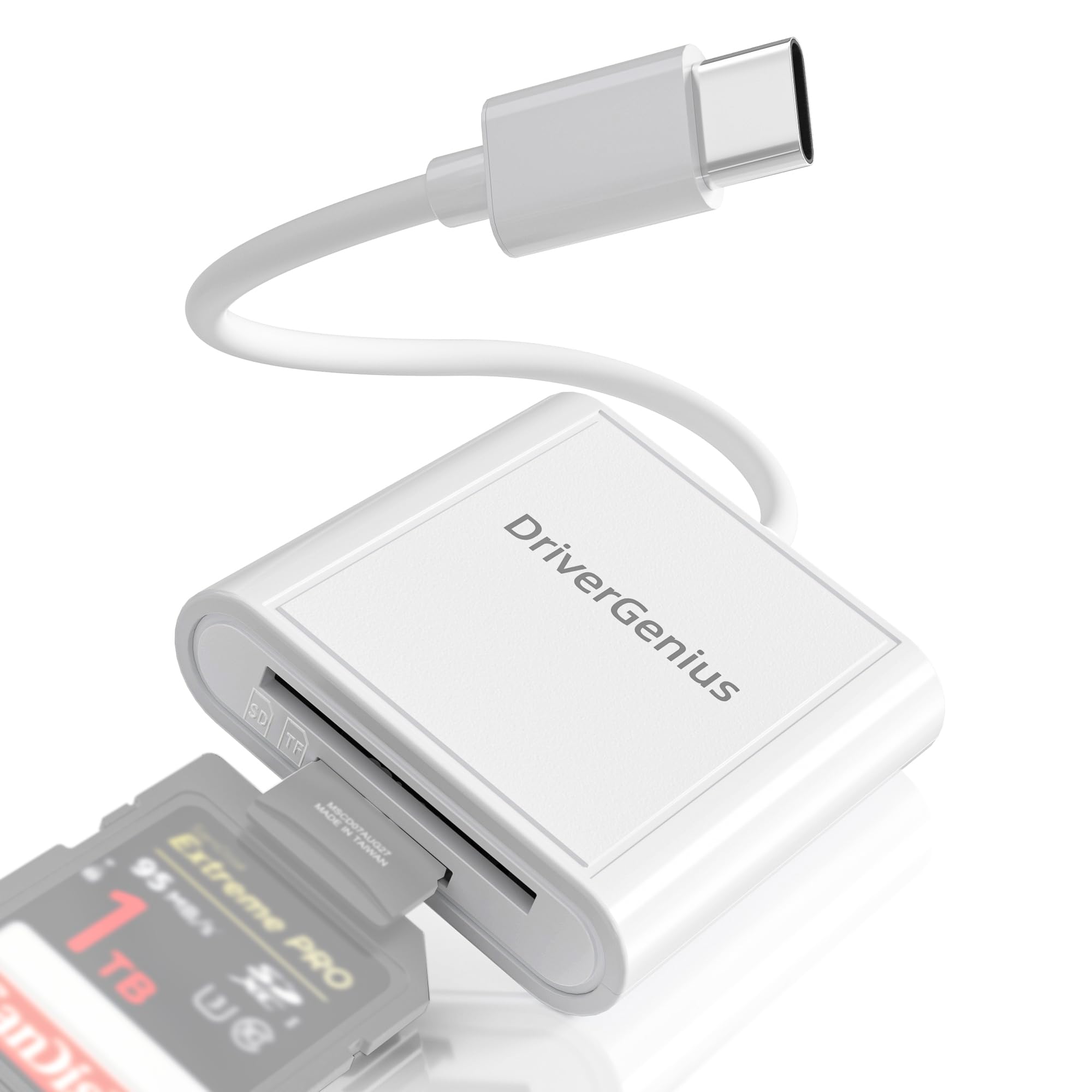 DriverGenius LiteRead II | SD/MicroSD Card Reader USB 2.0 Type-C – Portable 2-in-1 OTG Adapter for Photographers and Creators (ABS, HB001)