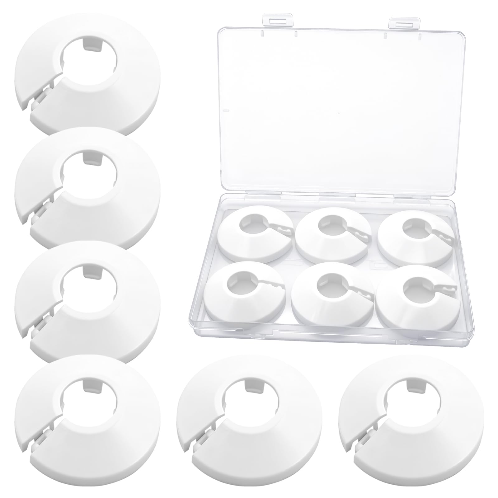 Photo 1 of 6Pcs Fit 1/2 Inch Flange Water Pipe Cover Decoration, 16mm(5/8") Plastic PP escutcheon plate, 1/2 Inch Wall Pipe Tube Decoration