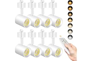 TuyuBEE Remote Control LED Track Lighting Heads H Type Track Light Heads Dimmable, 2000K to 6000K Adjustable Ceiling Spotlight for H Track Lighting Rails, CRI90+ 24° 10W 800lm, White (8 Pack)