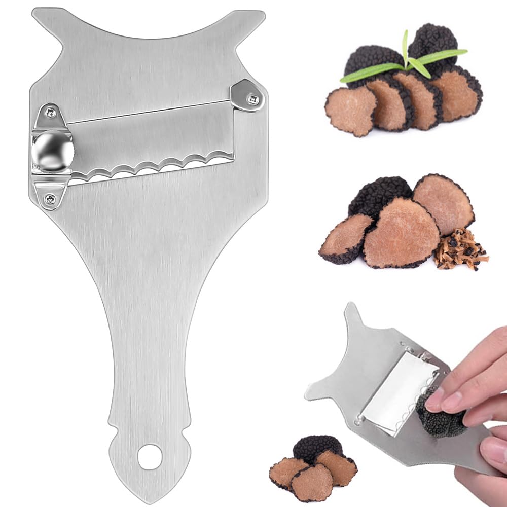 CODIRATO Professional Truffle Slicer, Stainless Steel Truffle Cutter Chocolate Shaver Multifunction Truffles Grater Mushrooms Garlic Slicer Adjustable Blade Cheese Cutter for Home Kitchen Restaurant