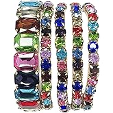 Rosemarie & Jubalee Women's Stunning Statement Bejeweled Set Of 5 Colorful Crystal Rhinestone Stretch Bracelets, 6.75"