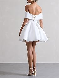 Satin Short Prom Dresses 2025 Off Shoulder Bowknot