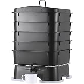 The Original VermiHut&reg; Plus 5-Tray Worm Composter &ndash; Indoor &amp; Outdoor Vermicomposting Bin | Sustainable Design for Food Waste Recycling- Black