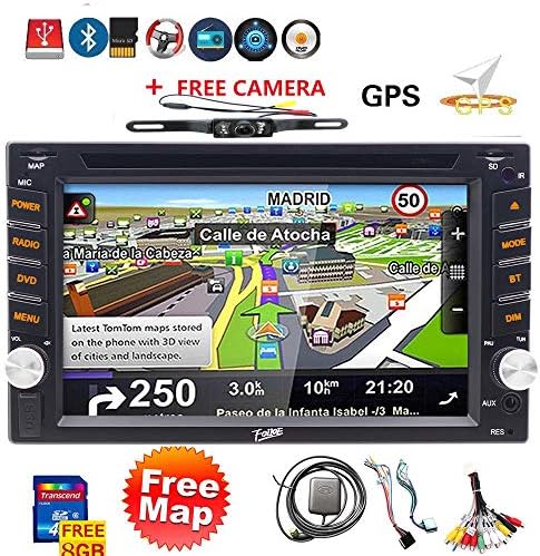 Universal Car DVD CD Player 2 Din Autoradio Electronics in Dash Head Unit Double Din Car Stereo Radio 6.2" Touch Screen Video Player 3D GPS Navigation with Free Rearview Camera/Mirror Link/Map Card