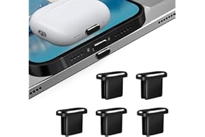 VIWIEU Designed for iPhone 15 Pro Max Plus USB-C Anti Dust Plugs Metal C Charging Port Cover Caps Protectors (5 Pack, Black)