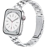 Lenrao Thin Stainless Steel Bands Compatible with Apple Watch 38mm 40mm 41mm 42mm 44mm 45mm 46mm for Women, Metal Straps for iWatch Series 11 10 9 8 7 6 5 4 3 2 1 SE