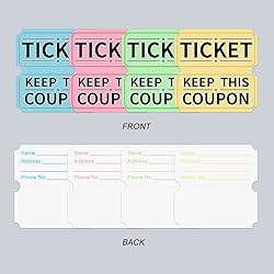 Essential 8000 Assorted Raffle Ticket Rolls, Double