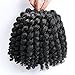 3 Packs Wand Curl Crochet Hair Synthetic Crochet Braids 8 Inch Jamaican Bounce Twist African Braiding Hair For Black Women (1B)