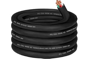 CLLOMAGY 10/4 10AWG SOOW Portable Power Cable,600V 10 Gauge SOOW Electrical Cable-4 Conductor Extension Cord for Welder Machine,Generator,Portable Light,EV Car Charger,Motor Lead, Industrial Outdoor-25ft