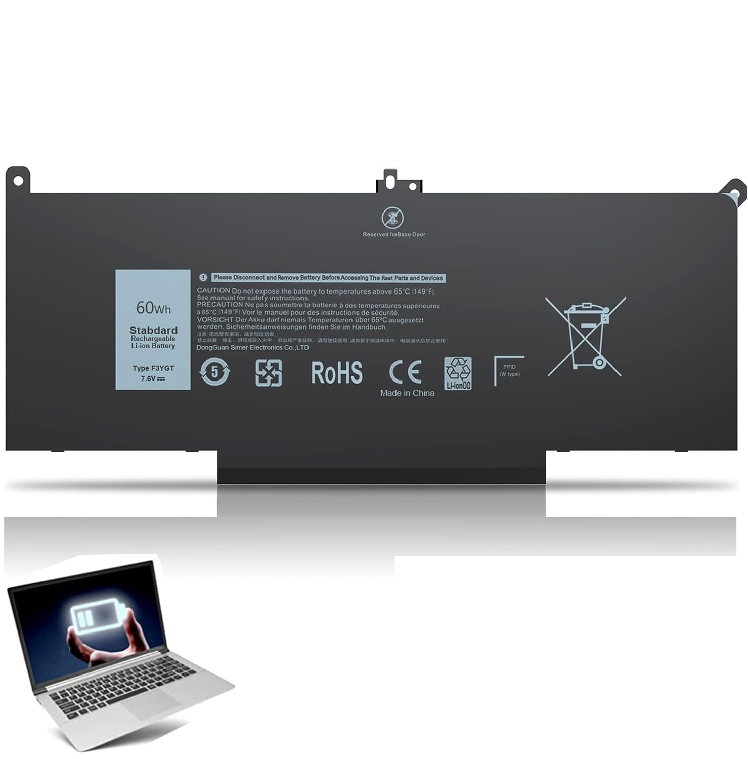 F3YGT Latitude 7480 Battery 7490 Battery 2X39G 60WH for Dell Latitude 12 7000 7280 7290/13 7000 7380 7390 P29S002/14 7000 7480 7490 P73G002 Series DM3WC KG7VF P73G 451-BBYE 453-BBCF