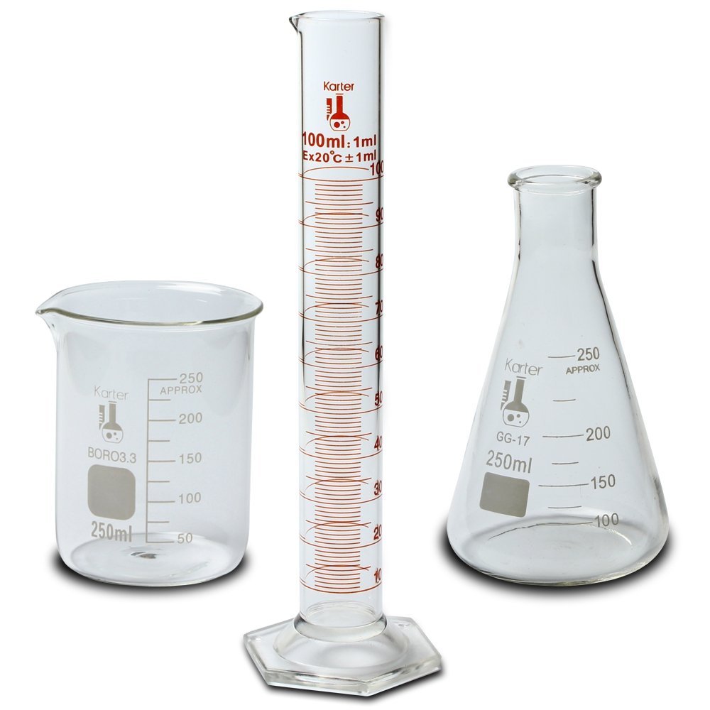 Beaker Flask And Cylinder Set 3 3 Boro Glass 9 Pieces Beaker Set Flask Set And Graduated Cylinder Set Karter Scientific 233n2 Industrial Scientific Lp Neto Z Co Il