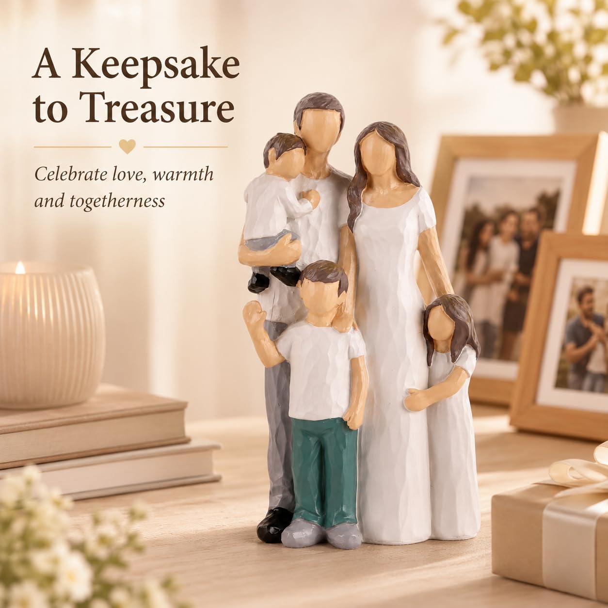 Familienfiguren: Vater, Mutter, Tochter, Sohn – eine liebevolle Geschenkidee für die Familie. Handbemalte und detailgetreue Statue von Mutter und Baby. Geburtstagsgeschenk vom Ehemann für die (Weiß) 6