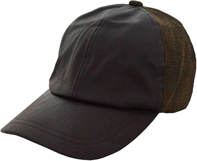 brown leather baseball cap