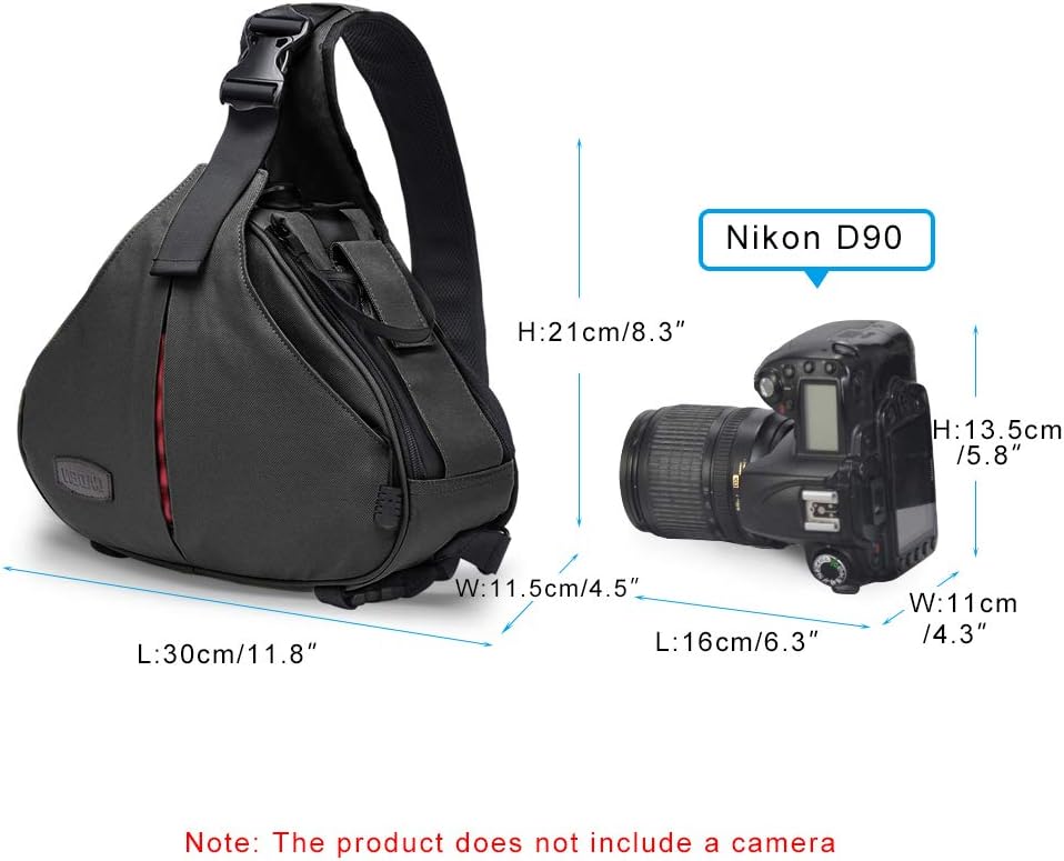 CADEN Water-Repellent Camera Crossbody Bag, Compact Camera Sling Case with Rain Cover Compatible with DSLR SLR Mirrorless Digital Cameras Canon Nikon Sony Pentax Photographers Men Woman ( Black) : Camera & Photo