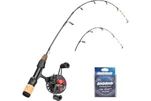 QualyQualy Ice Fishing Rod and Reel Combo 60cm M/ML Inline Ice Fishing Combos 2 Different Tips for Walleye Perch Panfish and 