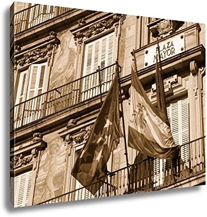 Ashley Canvas Detail Of A Decorated Facade And Balconies At The Palza Mayor Madrid Spain, Wall Art Home Decor, Ready to Hang, Sepia, 16x20, AG5528425