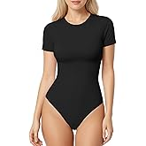 TRENLIVER Womens Short Sleeve Thong Bodysuits Crew Neck Stretchy Body Suits Basic Outfit T Shirts Summer Tops 2026