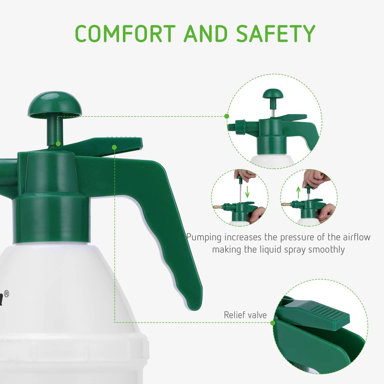 VIVOSUN 0.2Gallon Hand held Garden Sprayer Pump Pressure Water Sprayers, 27 oz Hand Sprayer for Lawn, Garden (0.8L Green) : Garden & Outdoor