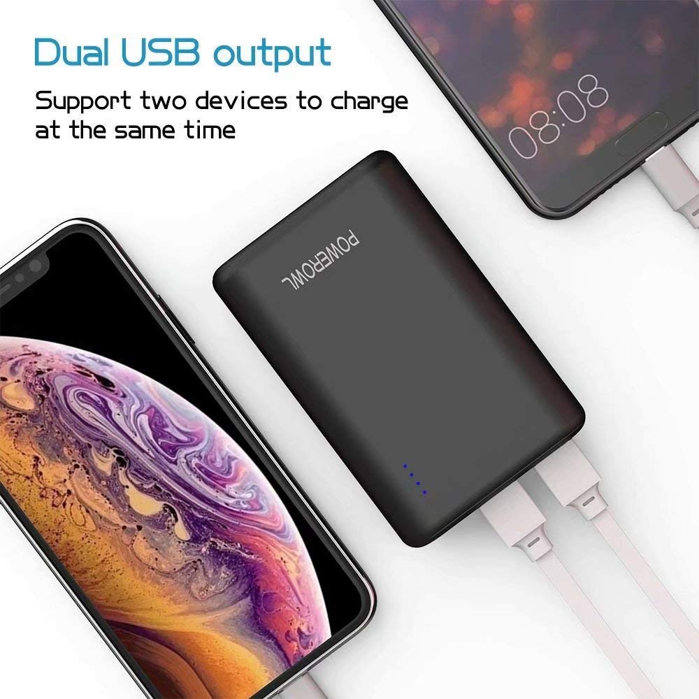 POWEROWL Power Banks 10000mAh High Capacity Portable Phone Charger External Battery Charger Compatible with iPhone iPad Huawei Samsung Xiaomi and more（Black）