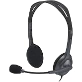 Logitech H111 Stereo Headset with 3.5 mm Audio Jack - Black | Noise-canceling microphone, adjustable headband, multi-device compatibility, ideal for internet calls