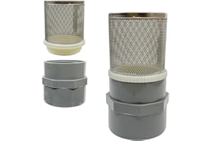 Cotonlake DN15 inch stainless steel filter cover connected to 1/2" grey pvc filter DN15 water pipe, suction hose strainer used to remove debris and reduce solid entry(1pcs)