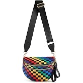 Checkered Crossbody Bag Bum Bag for Women,Spacious Fanny Packs Belt Bag | Stylish and Versatile,football mom essentials,Checkered Purse,mom bag,crescent bag,over the shoulder bags for women