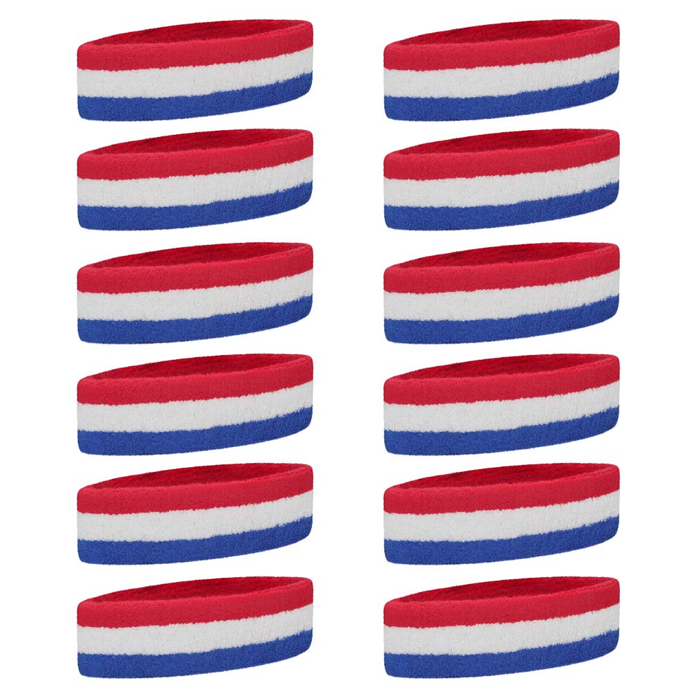 GOGO 12 Pieces Thick Solid Color Headbands Sports Sweatband
