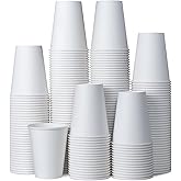 MATICAN Disposable Coffee Cups, 200-Pack 12-oz Bulk Paper Cups for Hot or Cold Drinks, White Cups for Office, Parties, and To-Go Use (No Lids)