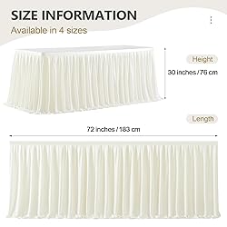 Partisky Light Ivory Pleated Ruffle Table Cloth for